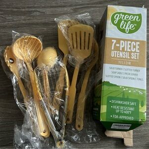 Greenlife Yellow Utensil Set Set of 7 NEW